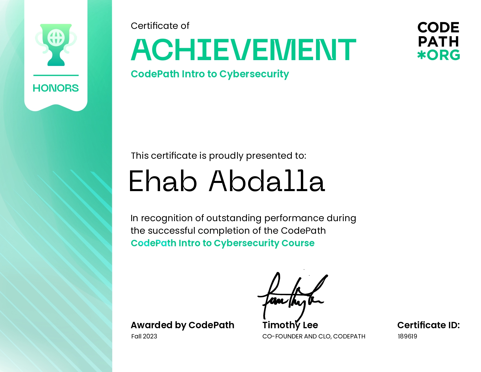 CodePath Cybersecurity certificate