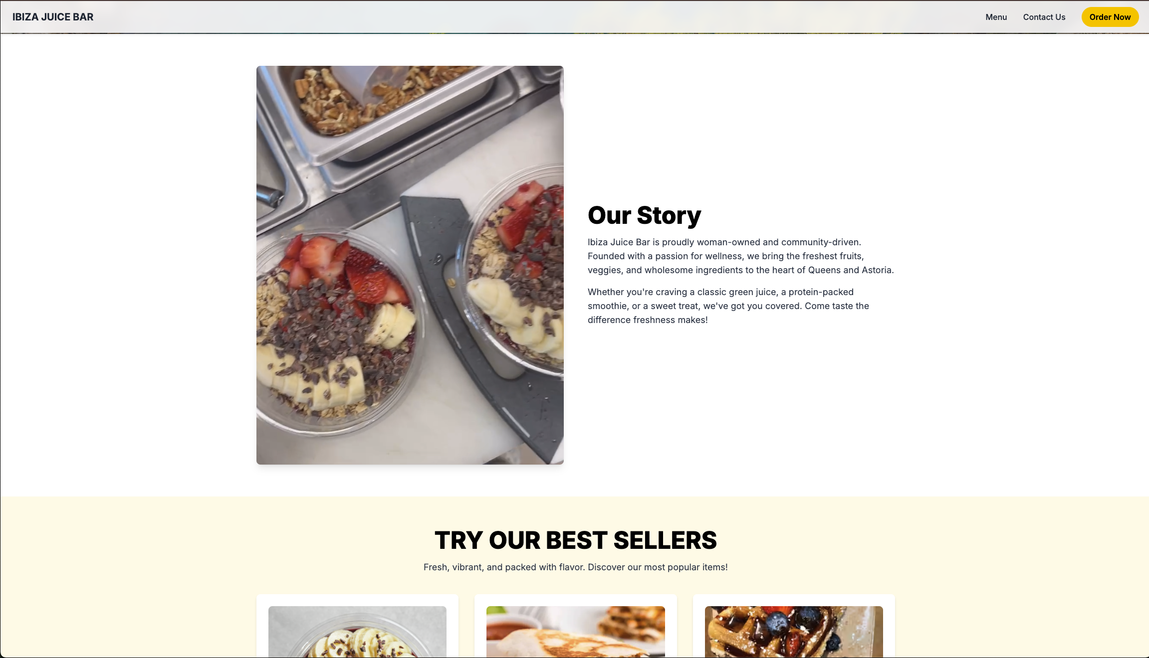 Juice bar site — home